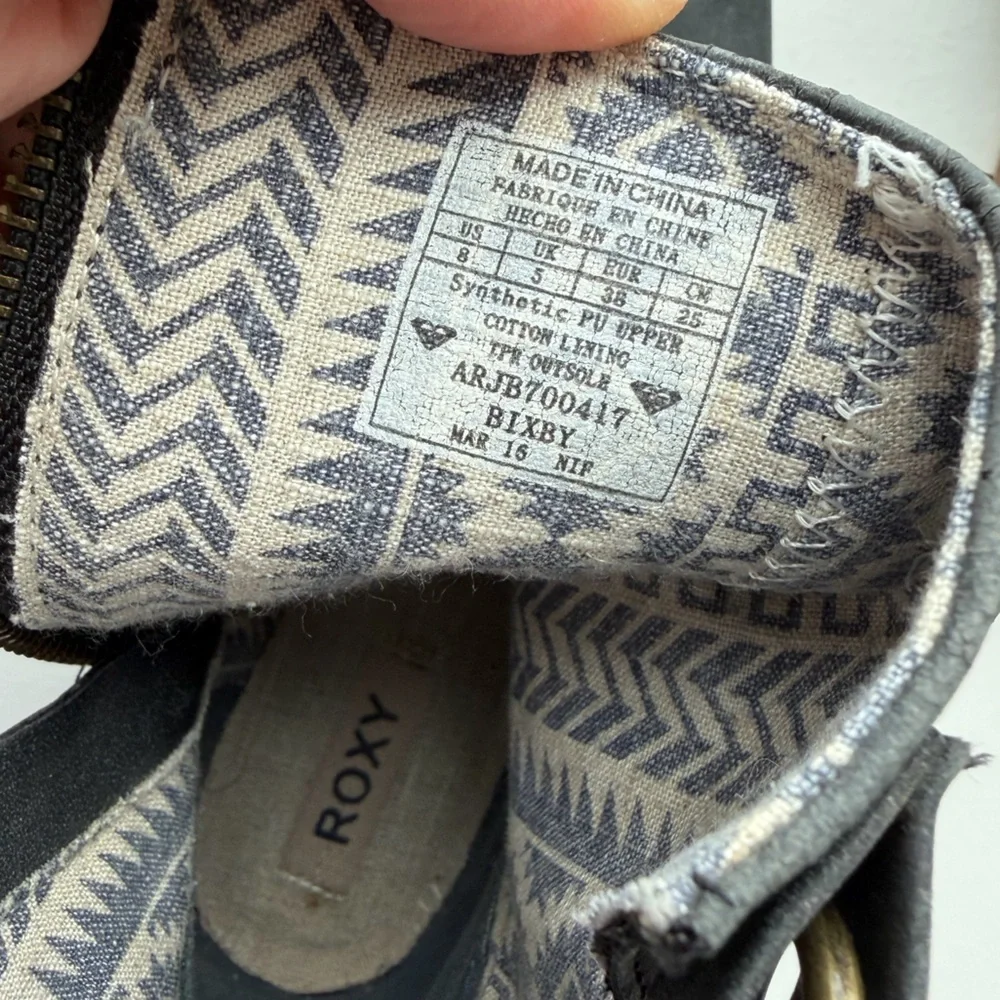 Roxy Charcoal Ankle Boots with Buckle Accents - Picture 9 of 15